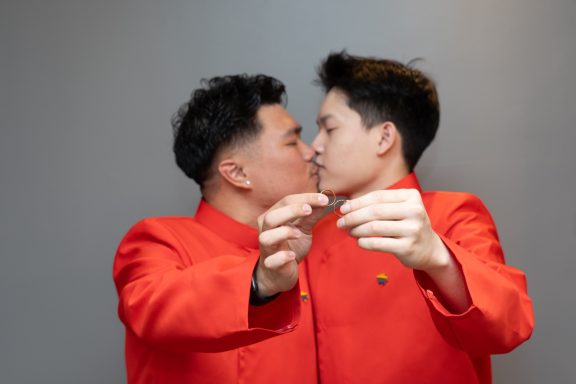 Couple with wedding rings