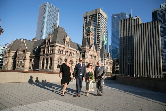 Toronto city hall wedding group shot
