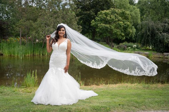 Bride with flowing vail